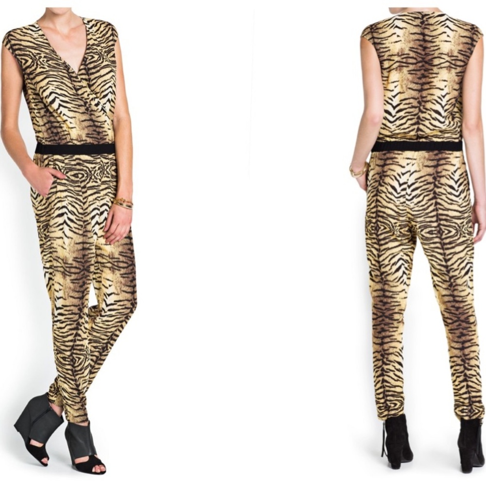 Black Tiger Print One Piece By Mng Romper/Jumpsuit